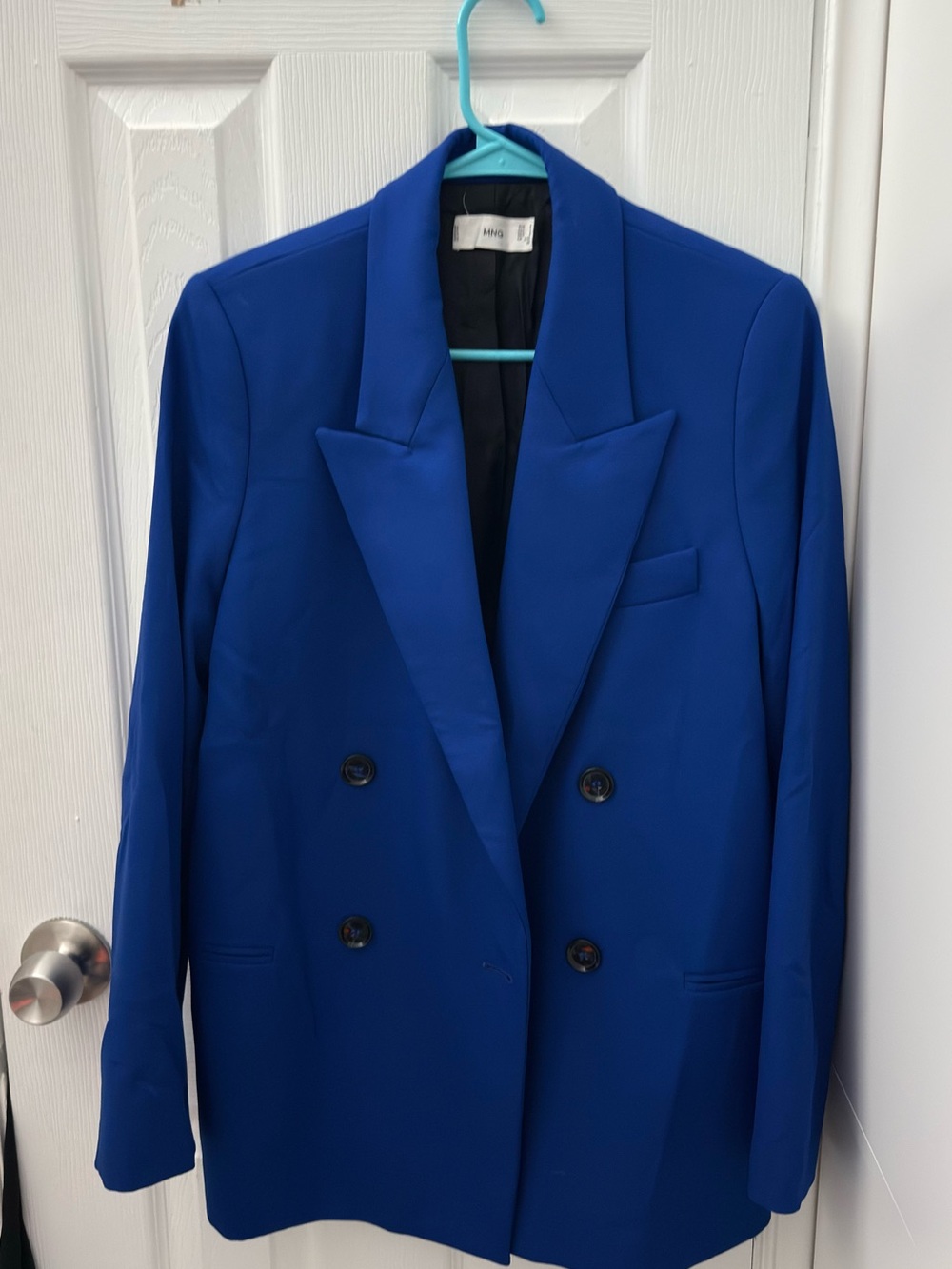 Mango Women's Double-Breasted Royal Blue Blazer